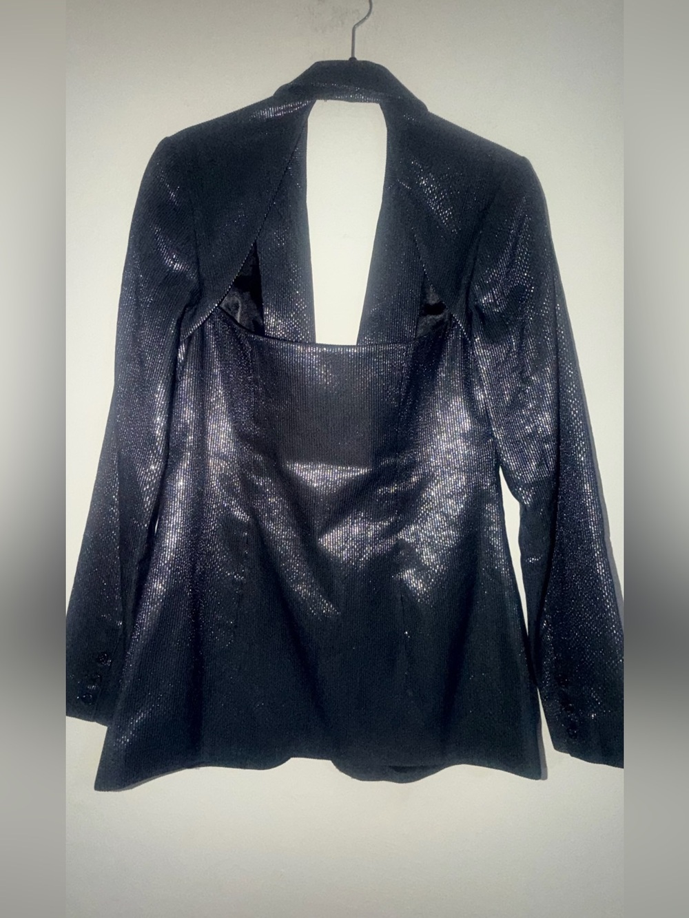 Walter Metallic Black Women's Blazer Jacket - Picture 7 of 12